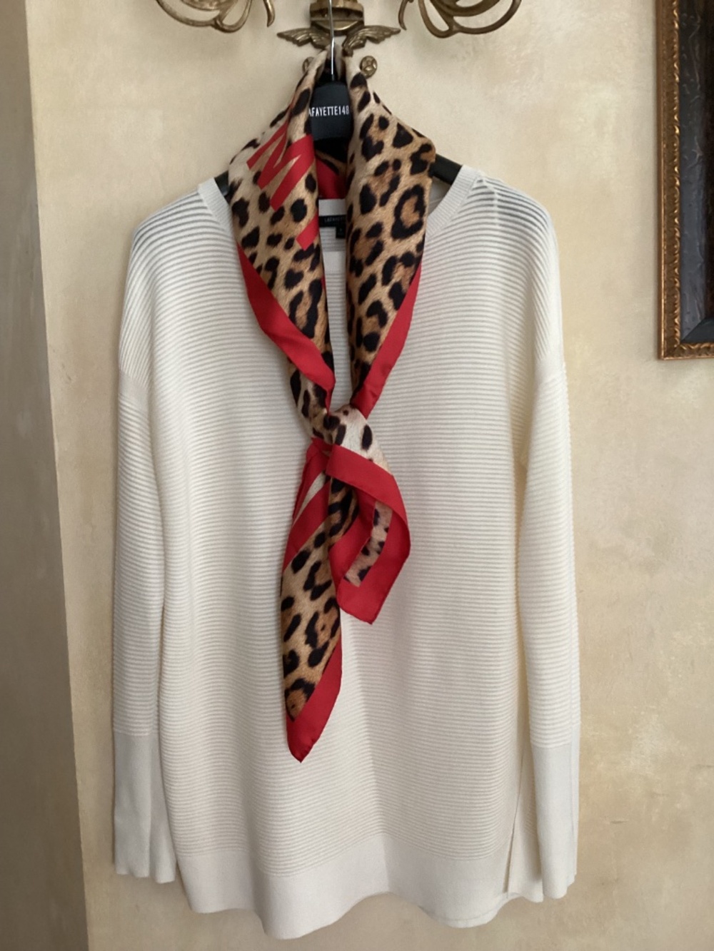 LAFAYETTE 148 NEW YORK - CREAM RIBBED LONG SLEEVE SWEATER - SIZE S